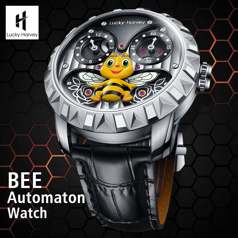 LUCKY HARVEY Bee Automatic Watch Round Shaped Case Luminous