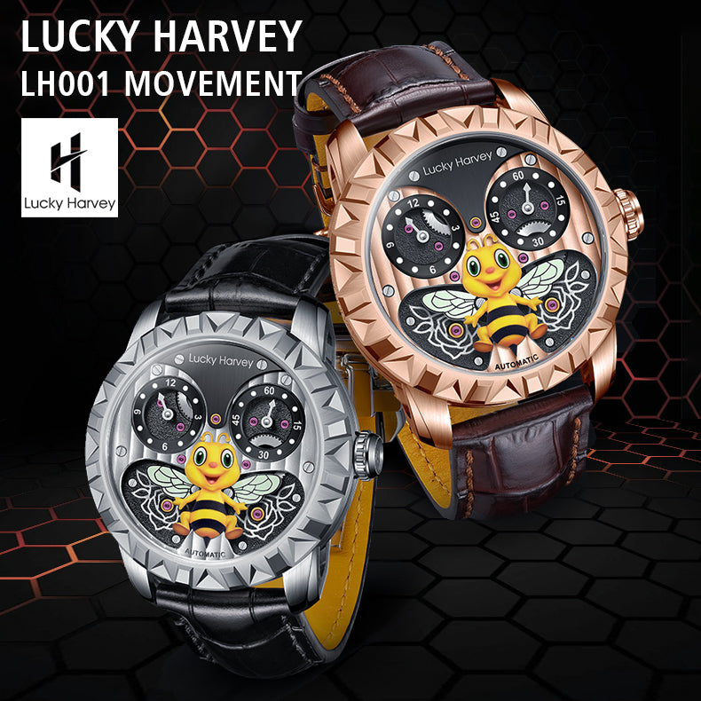 LUCKY HARVEY Bee Automatic Watch Round Shaped Case Luminous