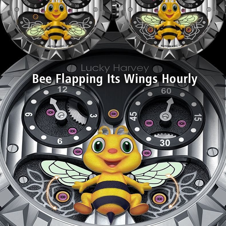 LUCKY HARVEY Bee Automatic Watch Round Shaped Case Luminous