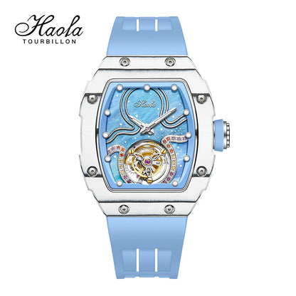 HAOFA Square Women Tourbillon Carbon Fiber Bezel 42 Hours Power Super Luminous