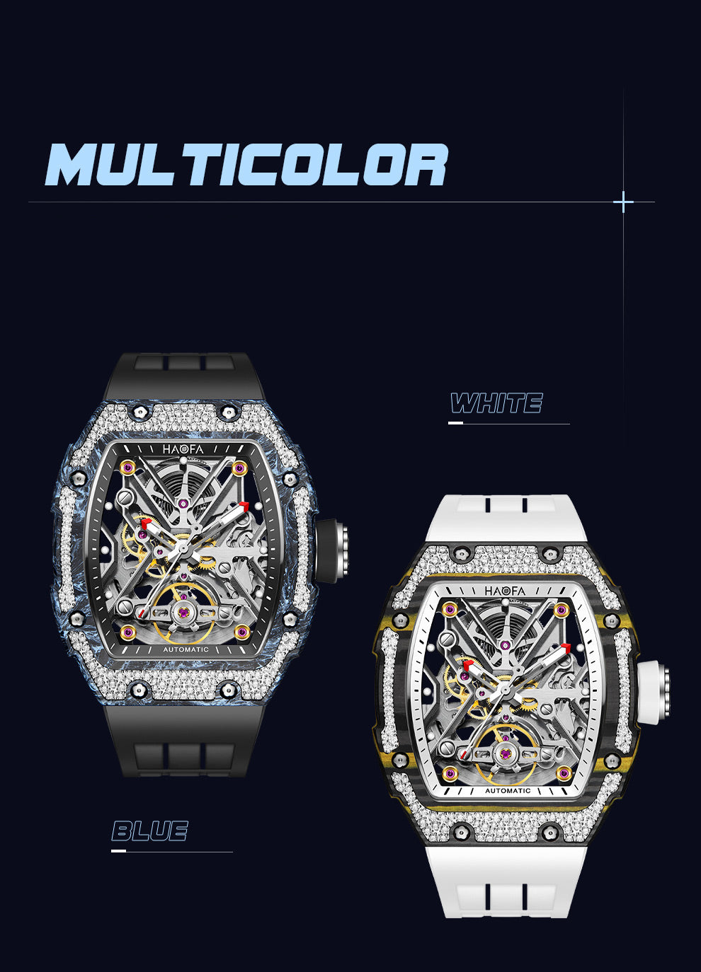 HAOFA Carbon Fiber and Crystal Bezel Automatic Movement 1989