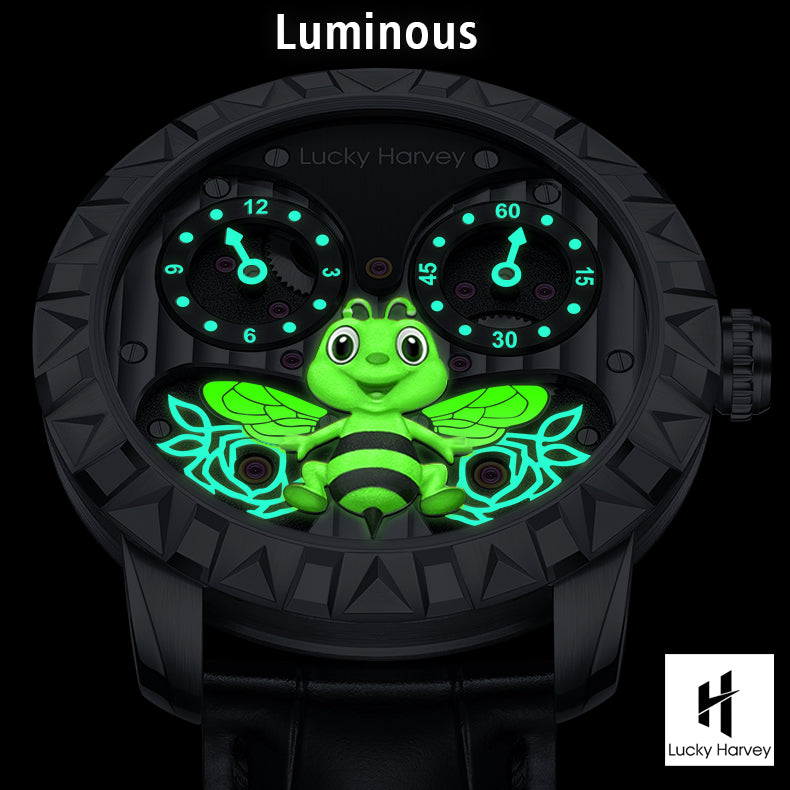 LUCKY HARVEY Bee Automatic Watch Round Shaped Case Luminous