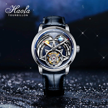 HAOFA 3D Galaxy Double Barrel Automatic Tourbillon (Gift Crystal Galaxy ball ) Model 2268