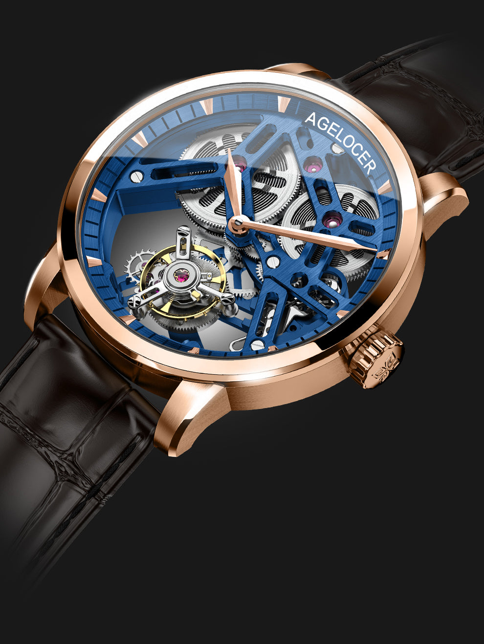 AGELOCER Hollow Tourbillon Skeleton Watch Series 9001 9004