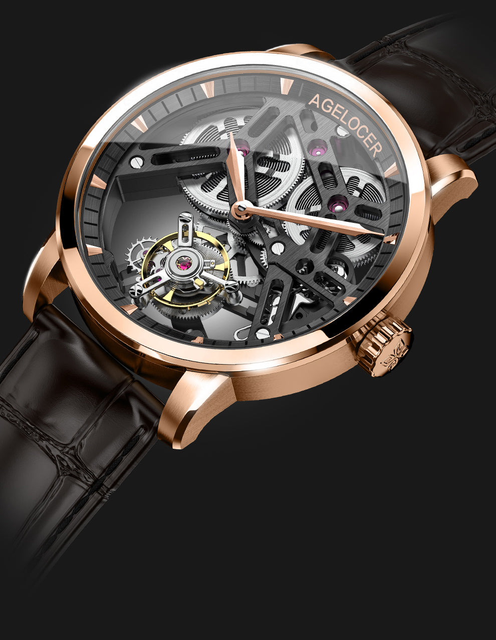 AGELOCER Hollow Tourbillon Skeleton Watch Series 9001 9004