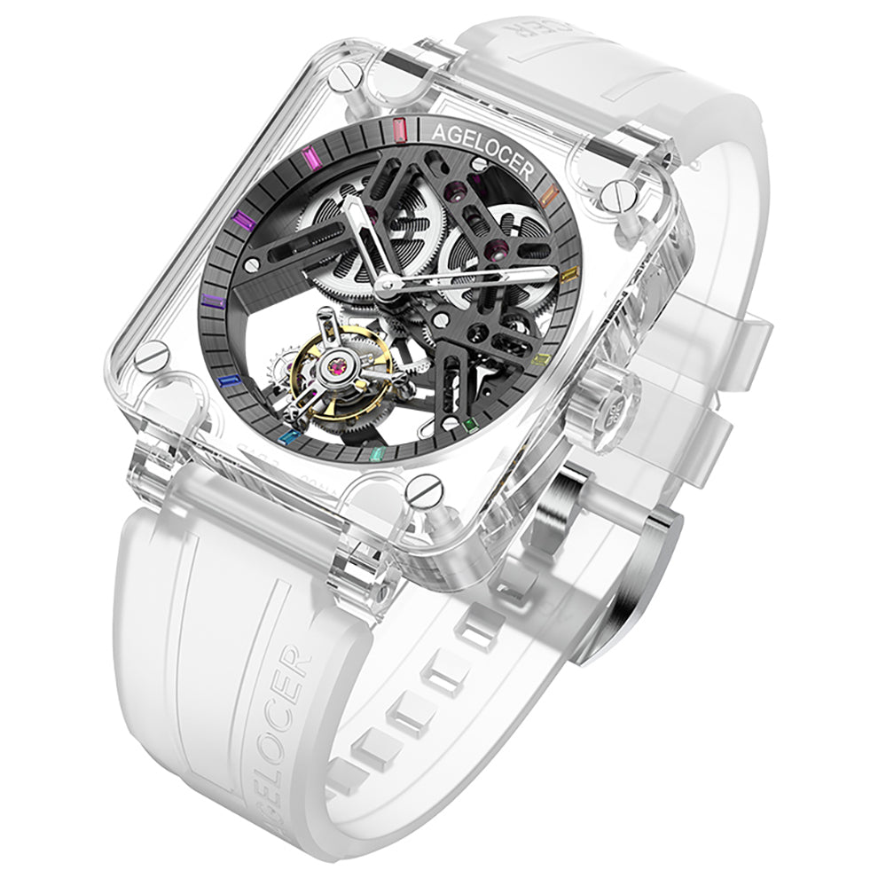 Luxury Skeleton Agelocer Sapphire Tourbillon Watch 9201 9204 Transparent Case Wirstwatches