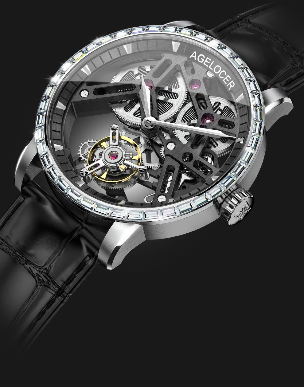 AGELOCER Hollow Tourbillon Skeleton Watch Series 9001 9004