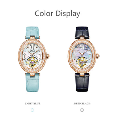 Haofa 2118 women lady Tourbillon watches Pearl dial mechanical watches  Luxury Sapphire oval  tourbillon movement