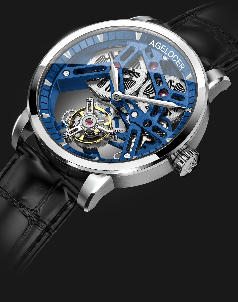 AGELOCER Hollow Tourbillon Skeleton Watch Series 9001 9004