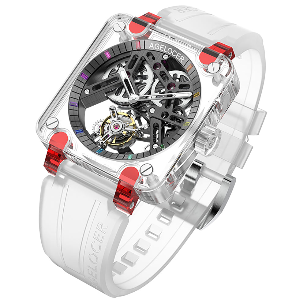 Luxury Skeleton Agelocer Sapphire Tourbillon Watch 9201 9204 Transparent Case Wirstwatches