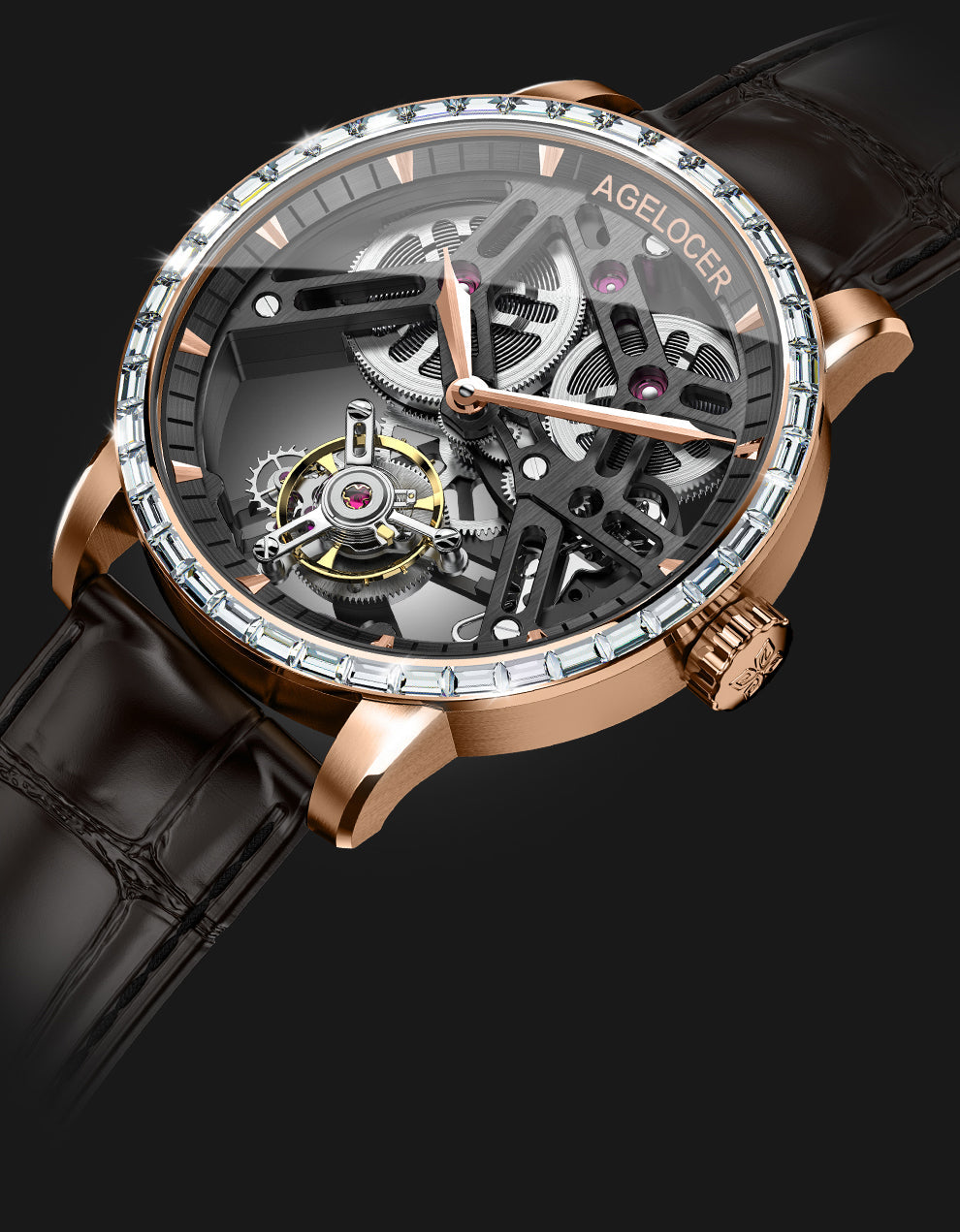 AGELOCER Hollow Tourbillon Skeleton Watch Series 9001 9004