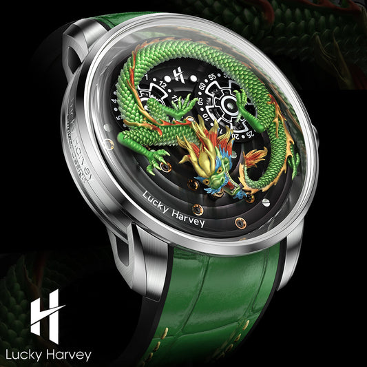 LUCKY HARVEY  Dragon Automatic Watch Round Shaped Case Luminous